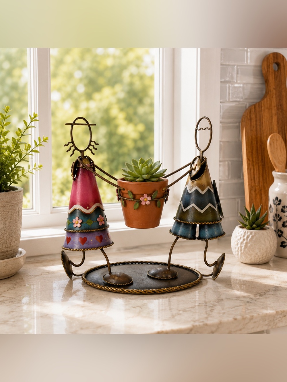 Kohl’s Cute Metal Pot Holder with Succulent Pot